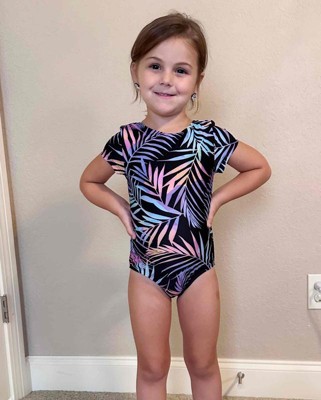 Girls' Electric Palm One Piece Swimsuit - Art Class™ Black M Plus : Target