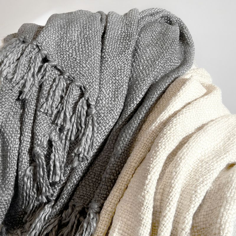 Slub-Yarn Throw Blanket With Fringe Trim 50" x 60" - Becky Cameron, 5 of 10