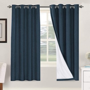 H.Versailtex Linen 100% Blackout Curtains Thermal Insulated Linen Drapes, Grommet White Liner Sold of 2 Panels - 1 of 4