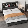 Full Size Bed Frame with Bookcase Headboard, Tall Wooden Bed Headboard Frame with Type-c & USB Charging Station - 2 of 4
