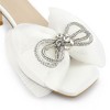 Perphy Women's Mesh Bow Lace Up Rhinestones Strap Kitten Heel Sandals - 3 of 4