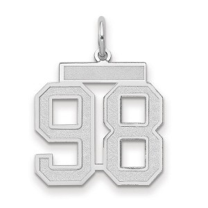 Black Bow Jewelry 14k White Gold, Jersey Collection, Medium Number 98 Pendant - 1 of 3