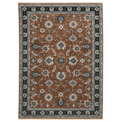 Oriental Weavers Keira KEI05 Rust / Grey Indoor Area Rug - 5'3" x 7'6"