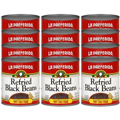La Preferida Refried Black Beans - 12 pack, 30 oz
