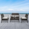 KTMBDW Outdoor Patio Furniture, 4 Piece Outdoor Sectional Sofa PE Rattan Wicker Patio Conversation Sets with Thick Cushions for Garden, Backyard,Brown - 3 of 4