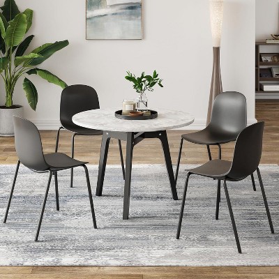 Pexfix Plastic Stackable Dining Chair  with Metal Legs Set of 4