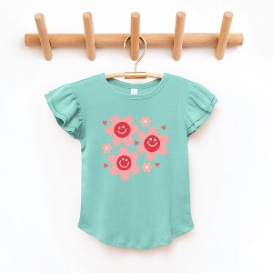 The Juniper Shop Hippy Flower Valentine Toddler Flutter Sleeve Tee - 1 of 3