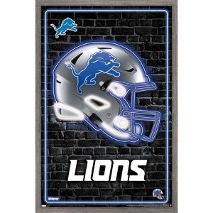 Trends International NFL Detroit Lions - Neon Helmet 23 Framed Wall Poster Prints - 1 of 4