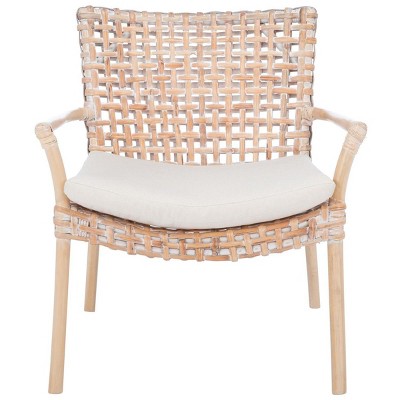 Collette Rattn Accent Chair W/ Cushion - Ach6515 - White/white Washed - Safavieh : Target