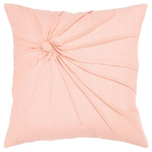 18"x18" Poly Filled Square Throw Pillow Pink - Rizzy Home: Cotton Canvas, Indoor Decor, Hidden Zipper Closure - 1 of 4