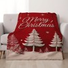 Lomsoe Red Christmas Blanket with Snowflake & Pine Tree Pattern - Soft Flannel Blanket,Christmas Gift - 3 of 4