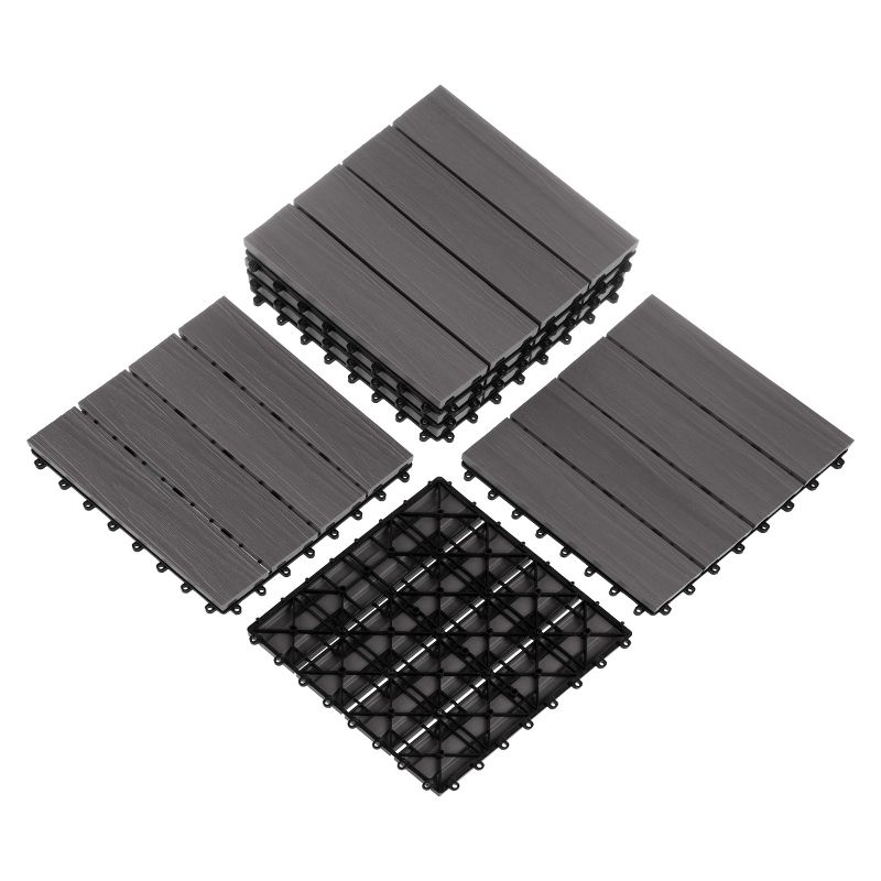 Pure Garden Patio Floor Tiles - Set of 6 Wood/Plastic Composite Interlocking Deck Tiles for Outdoor Flooring – Covers 5.8-Square-Feet, 1 of 9