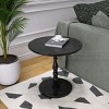GlasFlength Coffee Tables Round Side Table Small Drink Table Small Accent Pedestal Table for Living Room Corners, Black, 23.23"*23.23"*20.47" - 2 of 4