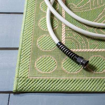 Olive and Natural Rectangular Synthetic Outdoor Area Rug