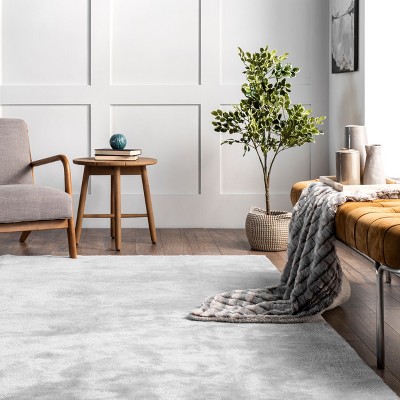 Light Gray Washable Non-Slip Shag Area Rug 3' x 5'