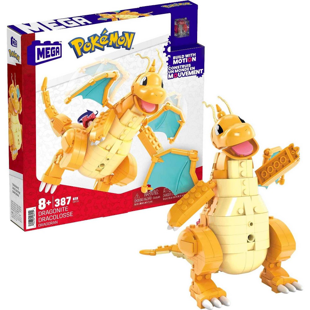 MEGA Pokemon Dragonite Figure with Motion Building Set (388 pc) BrickSeek