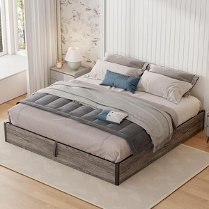 AMERLIFE Lift Up Storage Bed with Storage Underneath, No Headboard - 1 of 4