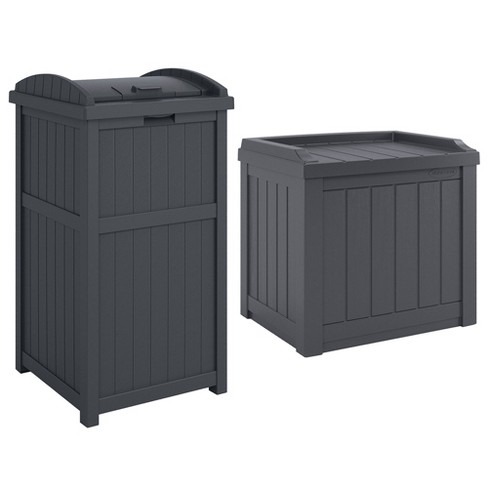 Suncast Commercial Square Metal Trash Can With 2 Way Lid 30 Gallon