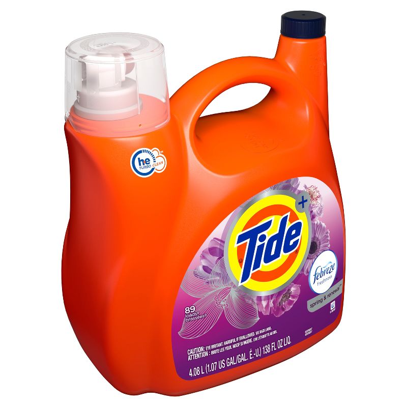 Tide Plus Febreze High Efficiency Liquid Laundry Detergent - Spring & Renewal, 1 of 5