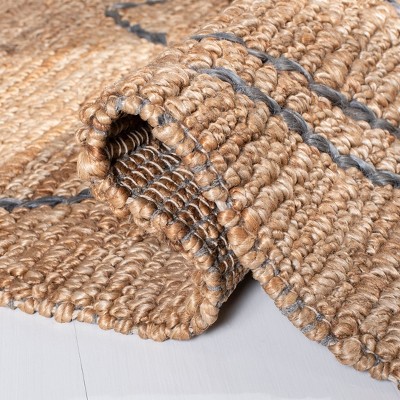 Beige and Gray Hand-Woven Jute Geometric Area Rug 3' x 5'