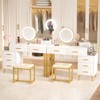 Aheaplus Makeup Vanity Set with Stool and LED Mirror, Modern Makeup Table Vanity Desk with 6 Storage Drawers - 4 of 4