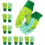 Blue Panda 6 Pairs Green Kids Garden Work Gloves, Children Gardening Working Gloves, Ages 3-6