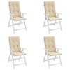 vidaXL Garden Highback Chair Cushions 4 pcs Beige - 47.2"x19.7"x1.2" Outdoor and Indoor Furniture Pads - 4 of 4
