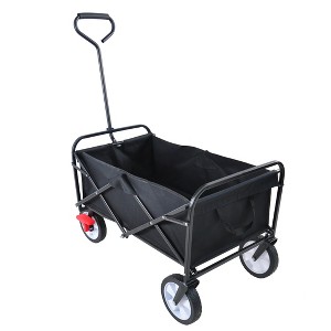 FURNIinspire Wheelbarrows And Lawn Carts Folding Wagon Cart, Collapsible Garden, Beach And Shopping Utility Cart With Handle, Black, 41“*21"*46" - 1 of 4