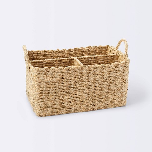 INS Beige Cotton Embroidery Storage Basket, Baby Diaper Cloth Bag