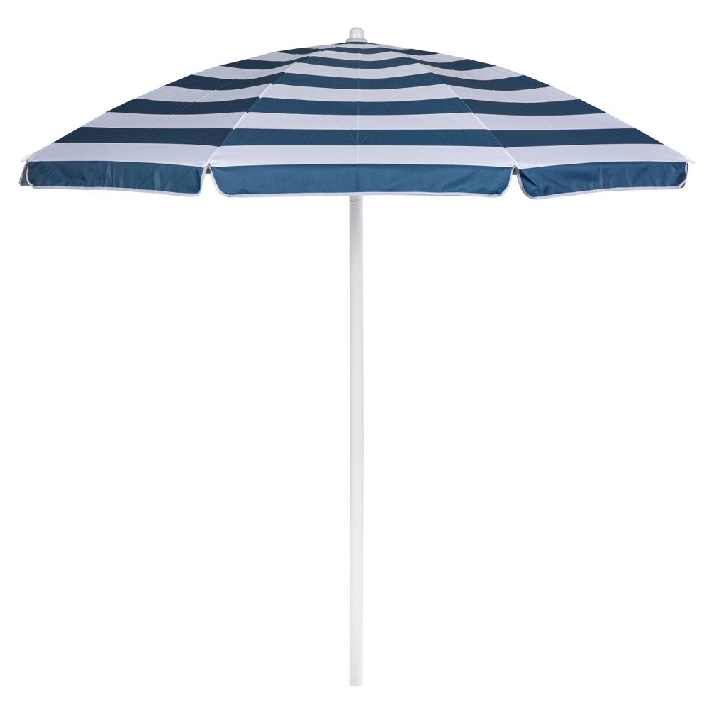 Picnic Time 5.5' Beach Compact Umbrella - Blue/White Stripe