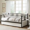 Twin Size Metal Daybed with Trundle: Steel Slat Support, Pullout Design, Convertible Sofa Bed - 2 of 4
