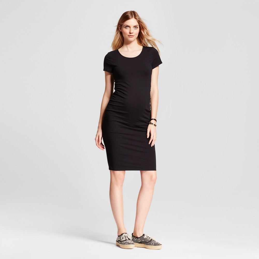 Short Sleeve Shirred T-Shirt Maternity Dress - Isabel Maternity by Ingrid & Isabel Black L was $24.99 now $10.0 (60.0% off)