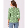 Allegra K Women's Polka Dots Contrast Peter Pan Collar 3/4 Sleeves Blouse - 4 of 4