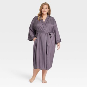 Women's Luxury Collection Shadow Striped Long Satin Robe - Auden™ - 1 of 3