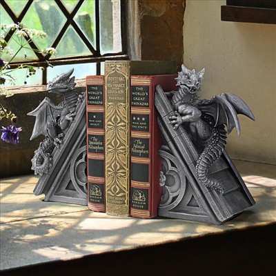 Design Toscano Gray Friar Dragon Bookends : Target