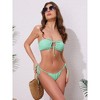 INSPIRE CHIC Women's O Ring Ruched Bandeau Ribbed Bikini Sets, Tie Front Top Triangle Bottom Swimwear Bathing Suits 1 Set - 4 of 4