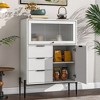 Sideboard with 3 Drawers ,1 door and 1 glass Door Wood Cabinet with Storage for Kitchen, Dining Room, Hallway 33.46" x 15.74" x 47.2" - image 3 of 4