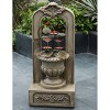 LuxenHome 40.35 in. H Arched Cement Urn with Metal Flowers Outdoor Fountain - 2 of 4