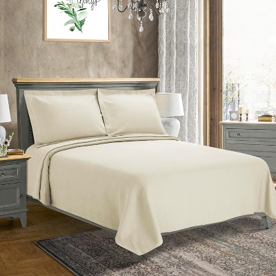 Blue Nile Mills Basketweave Cotton Matelassé Bedspread Set – 100% Cotton