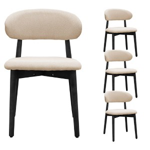 FONTOI Accent Chair Armless Dining Chair Set of 4 with Black Solid Wood Legs for Kitchen, Beige, 38"*27"*12" - 1 of 4