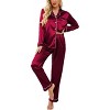 Ekouaer Women's Classic Button Down Long Satin Silk Pajama Set - 4 of 4