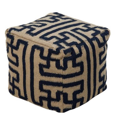 Livabliss Archive 18"H x 18"W x 18"D Transitional Beige Pouf