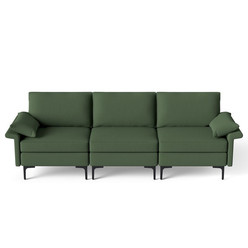 Costway Modern Modular Fabric 3-Seat Sofa Couch Living Room Furniture w/ Metal Legs Red\Green, 1 of 8