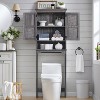 SinCiDo 67" Over The Toilet Storage Cabinet, Farmhouse Bathroom Floor Cabinets with Adjustable Shelf & Door - 4 of 4