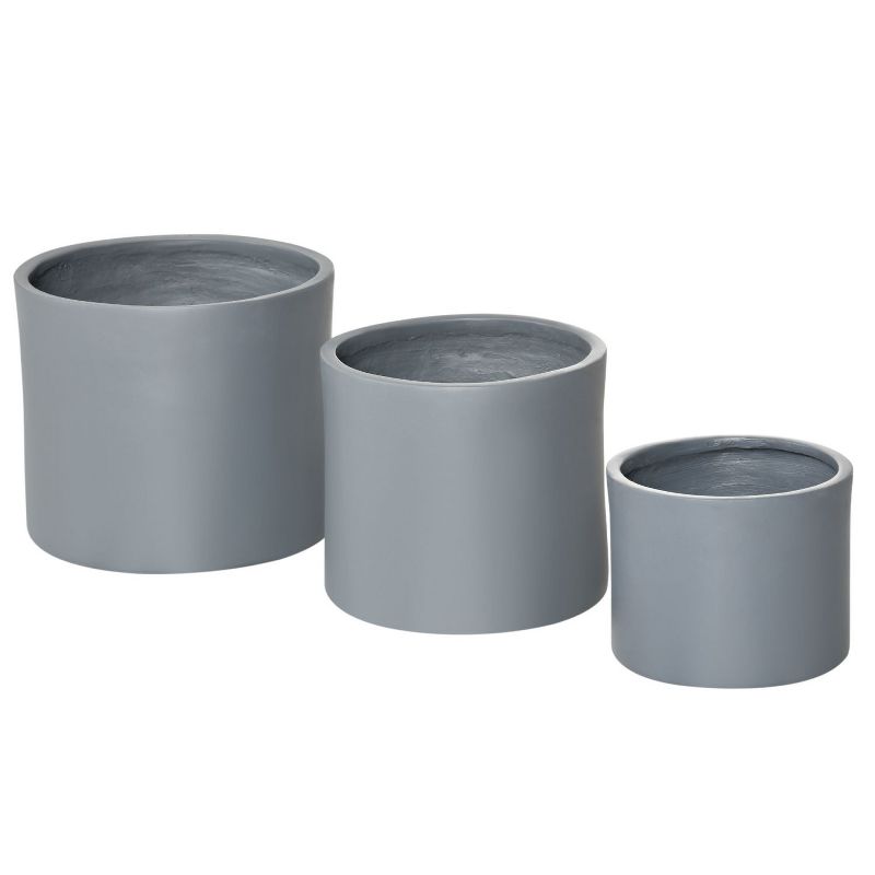 Kelly 3-piece MgO Planter Pots Set, Patio Flower Pot with Drainage Holes, 13/11.5/9in, Outdoor Furniture - The Pop Home, 3 of 9