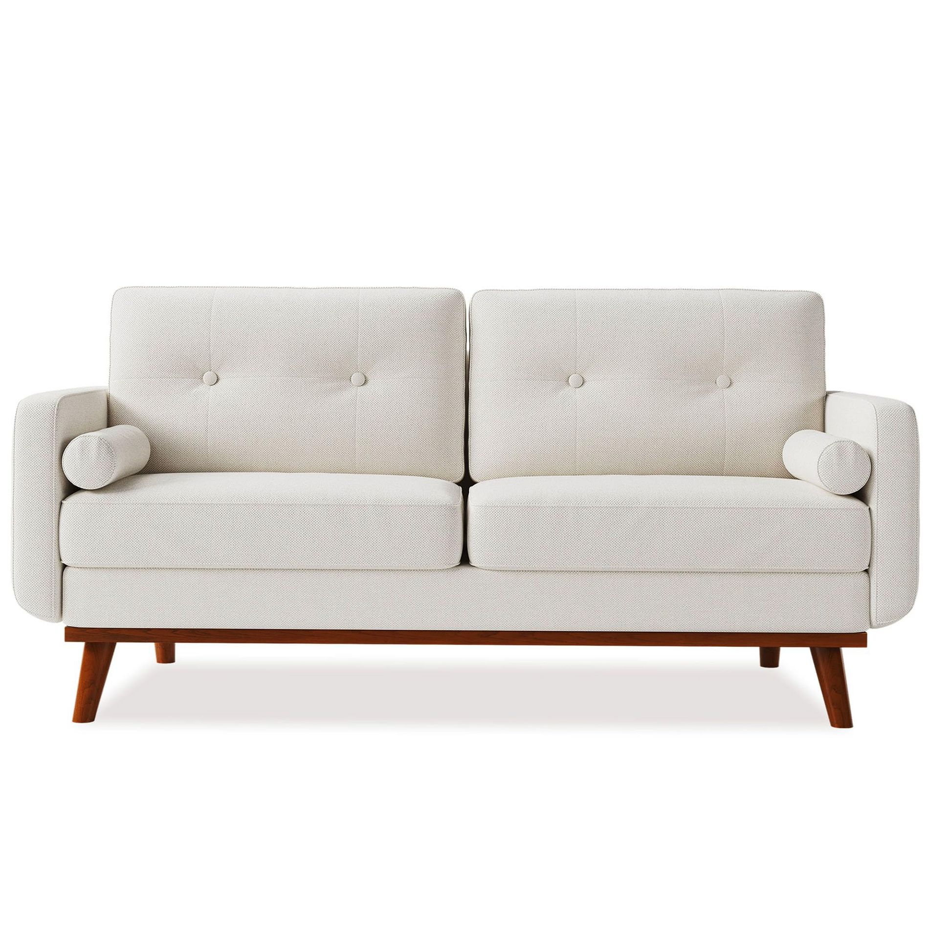 Jojoka 65" Loveseat Sofa, Mid Century Modern Linen Upholstered Couch for Living Room, Bedroom, Office, Small Spaces, Beige