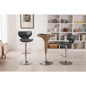 PAGED Luxurious Modern Bar Stools Adjustable Swivel Bar Chairs with Chrome Base for Kitchen Island, Pub, Set of 2 - 1 of 4