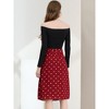 Allegra K Women's Printed Belted Elastic High Waist Vintage A-Line Midi Skirt - 3 of 4