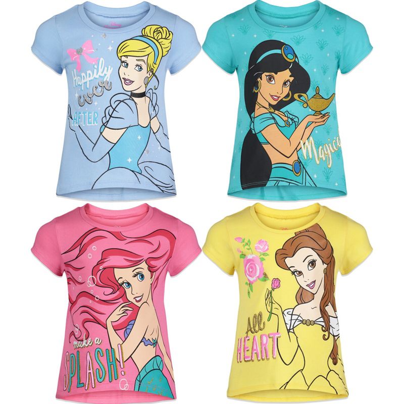 Disney Princess Belle Ariel Cinderella 4 Pack T-Shirts Infant to Big Kid, 1 of 10