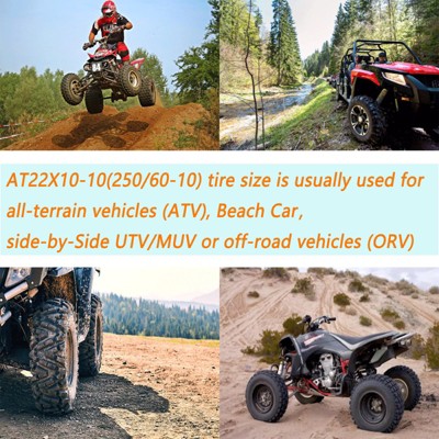 Set of 2 ATV Tires All-Terrain Tires 22X10-10 4PR ATV UTV Trail Sand Mud Off-Road Tires Tubeless